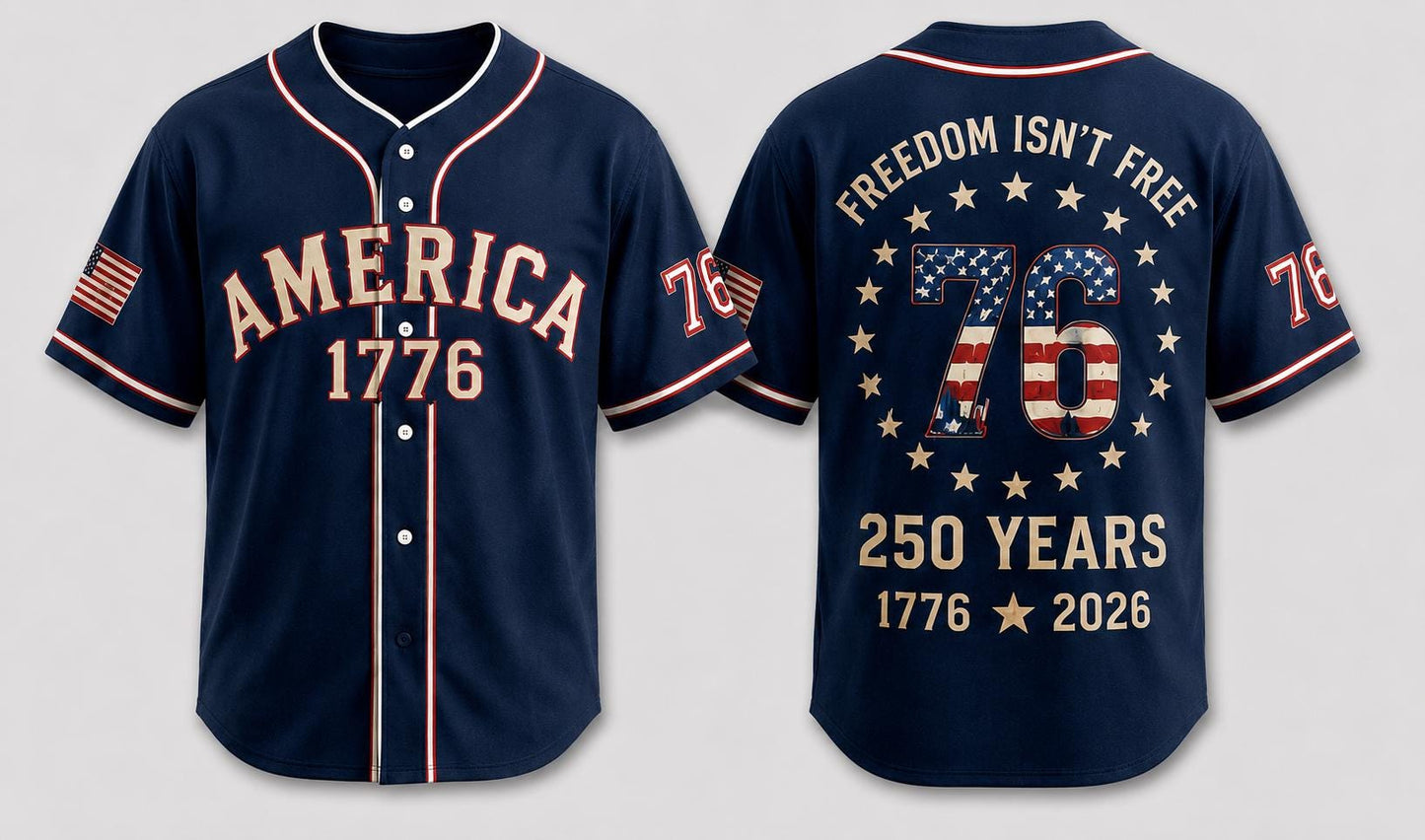 America 250 Baseball Jersey, USA 250th Anniversary Jersey, Patriotic Baseball Shirt, 1776 2026 Freedom Celebration, Fourth of July Gift