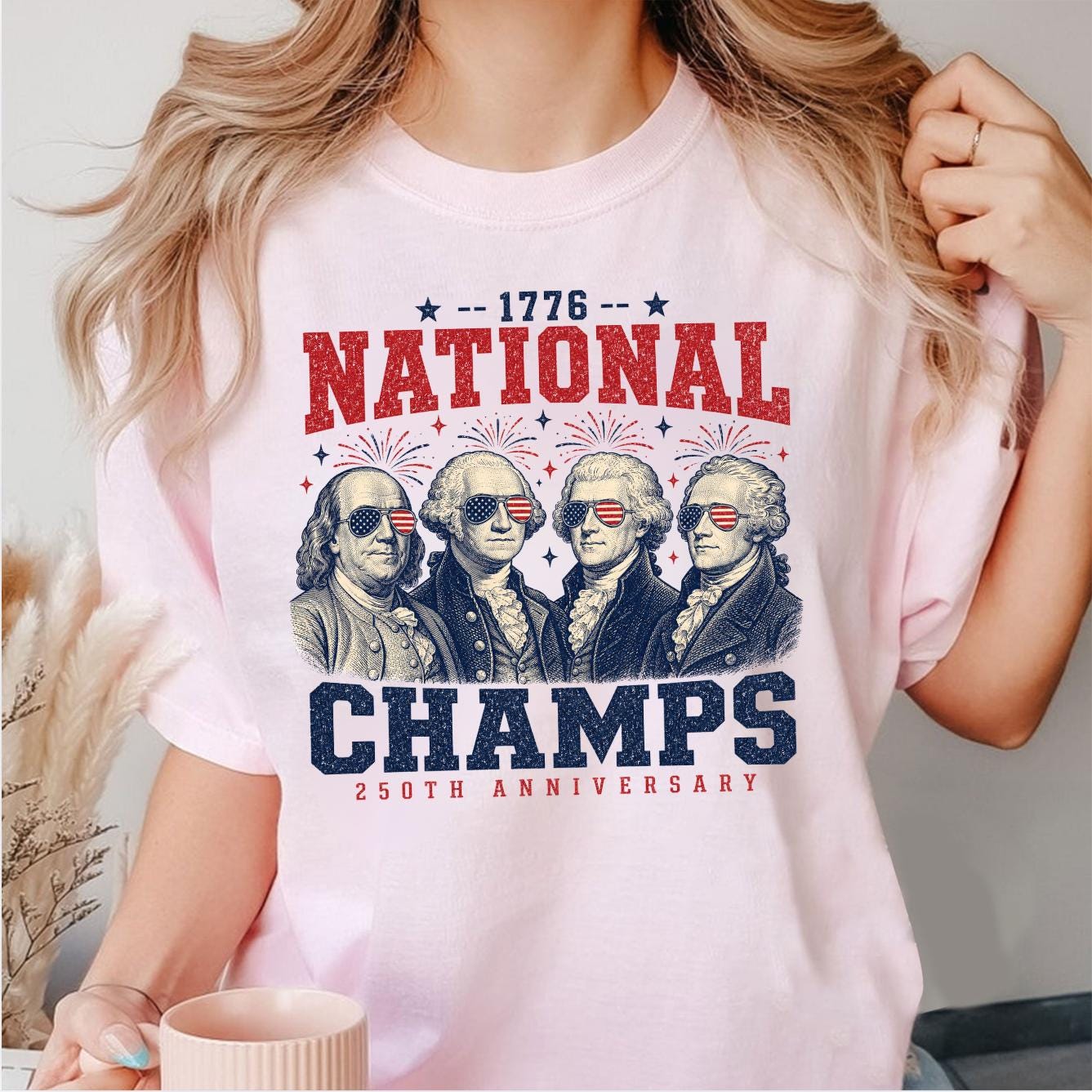 1776 National Champs Shirt, Vintage Washington Tee, Funny Founding Fathers T-Shirt, Patriotic Sports Parody 250th Anniversary Top