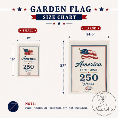 Patriotic Garden Flag, 250 Years of America Banner, America 250 Garden Flag, 4th of July Decor, Summer Memorial Day Outdoor Decor