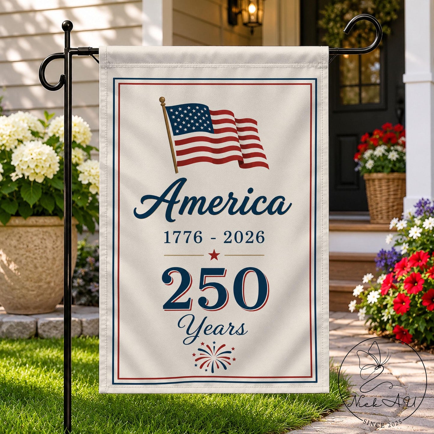 Patriotic Garden Flag, 250 Years of America Banner, America 250 Garden Flag, 4th of July Decor, Summer Memorial Day Outdoor Decor