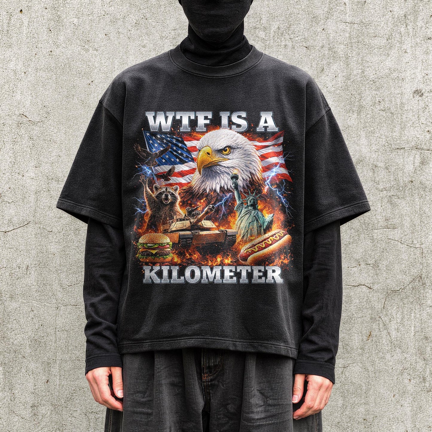 WTF Is A Kilometer Shirt Funny Patriotic USA Eagle Graphic Tee Vintage American Meme T Shirt 4th Of July Retro Unisex Independence Day Gift
