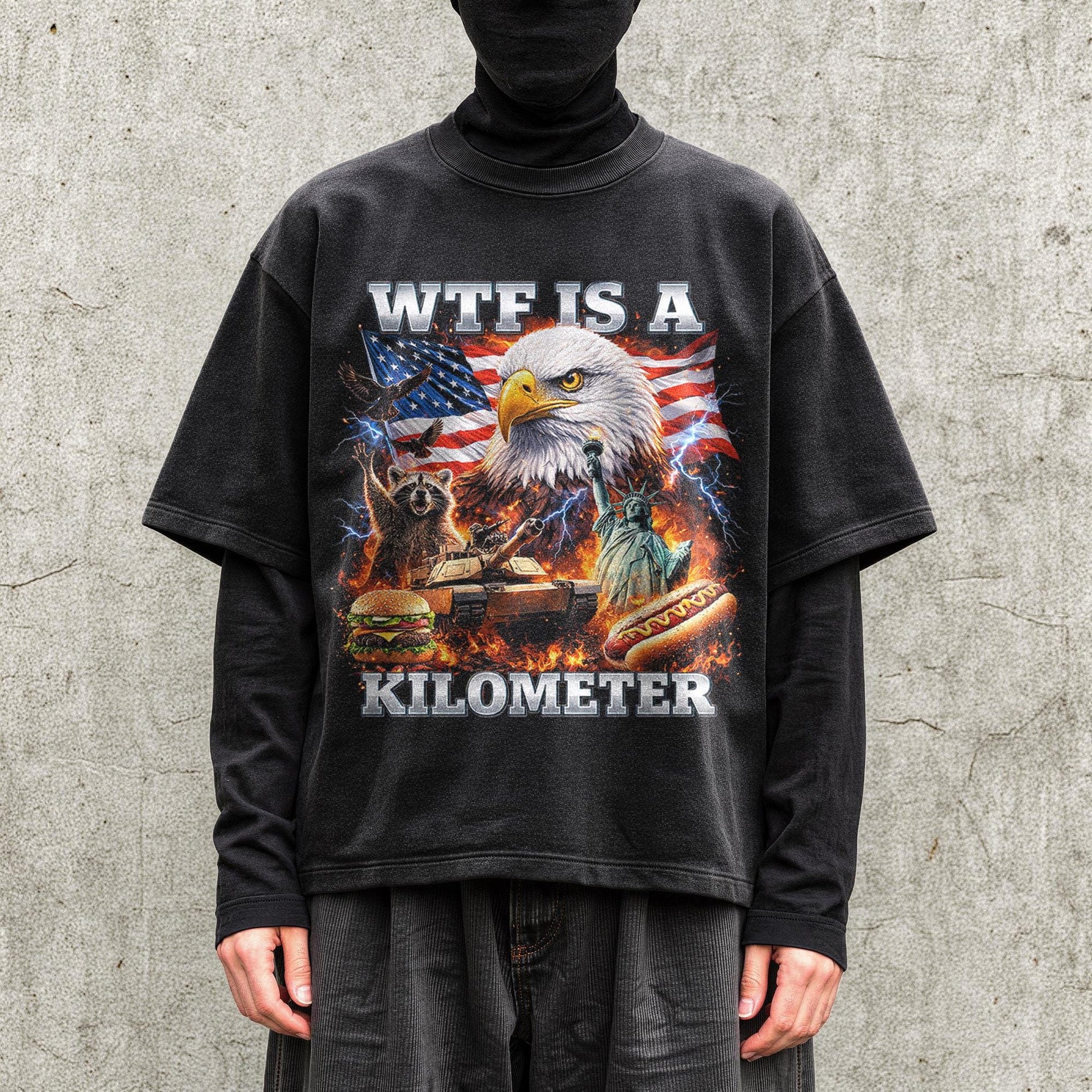 WTF Is A Kilometer Shirt Funny Patriotic USA Eagle Graphic Tee Vintage American Meme T Shirt 4th Of July Retro Unisex Independence Day Gift