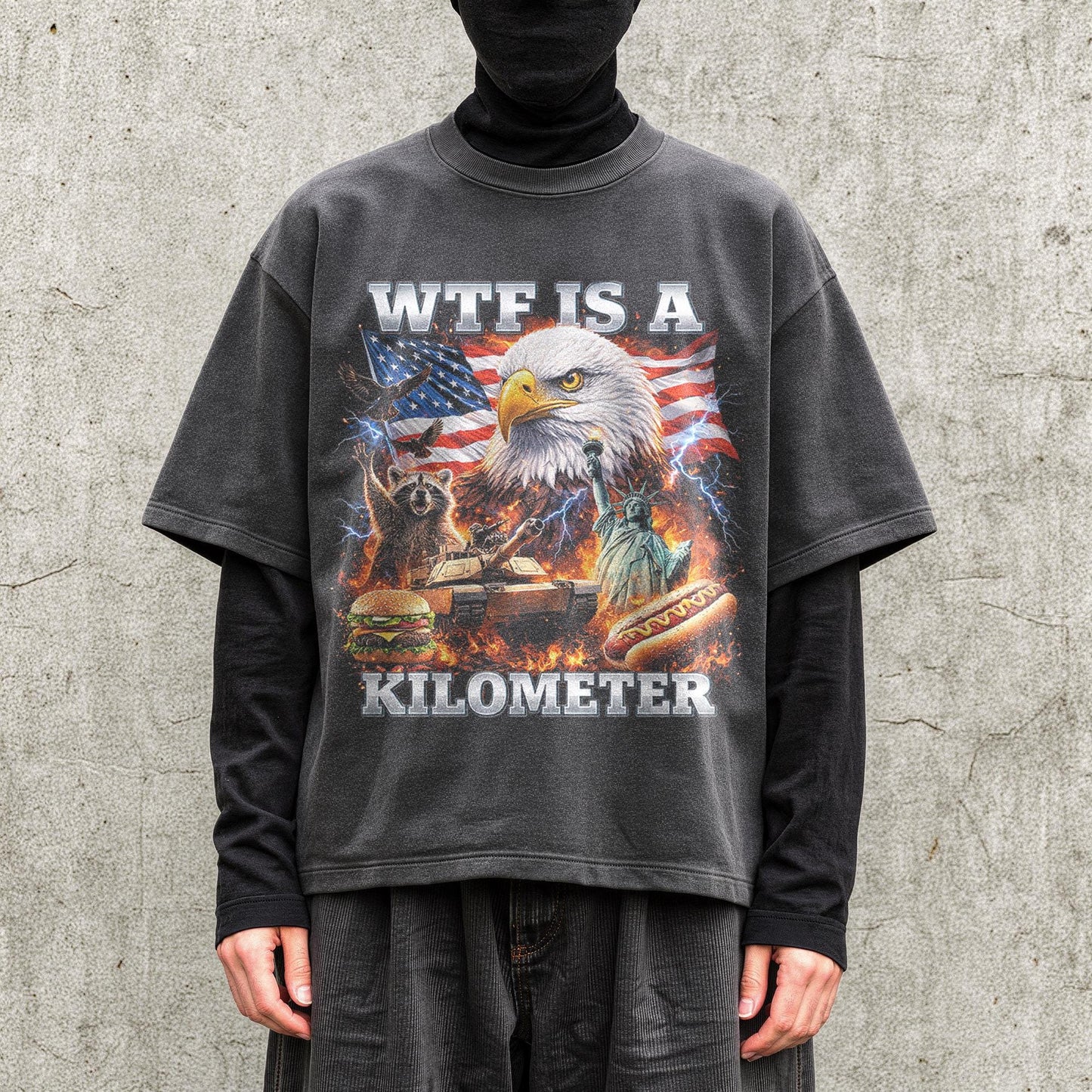 WTF Is A Kilometer Shirt Funny Patriotic USA Eagle Graphic Tee Vintage American Meme T Shirt 4th Of July Retro Unisex Independence Day Gift