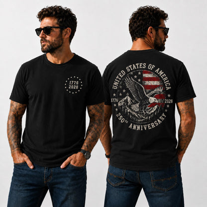 Comfort Colors America 250 Shirt, 250th Anniversary Patriotic Eagle Tee Front & Back Print, Veteran Dad Gift, 1776-2026 Mens 4th Of July Top