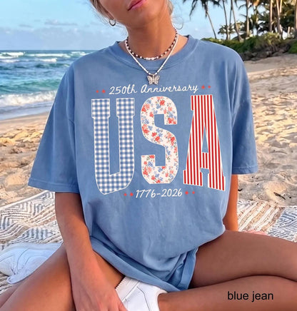 Comfort Colors© USA 250th Anniversary Shirt, 1776–2026 Patriotic T-shirt, 4th of July Tee, Retro Independence Day Gift