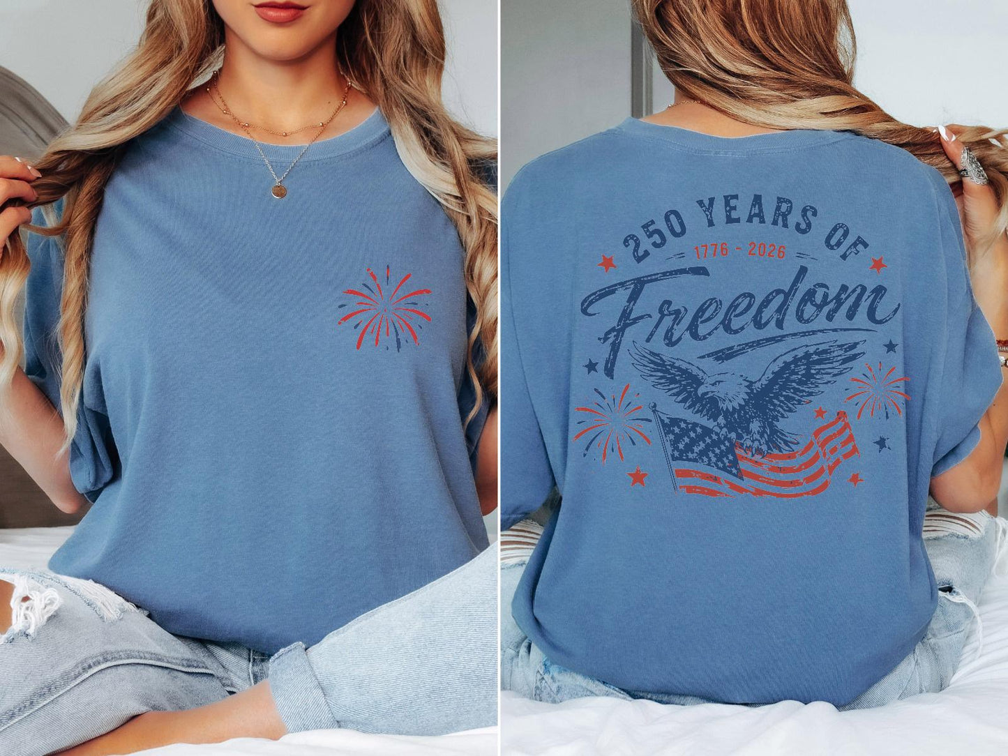 Comfort Colors® 250 Years of Freedom Shirt,America 250th Anniversary Shirt, Patriotic Eagle Comfort Colors Shirt, USA Independence Day Shirt