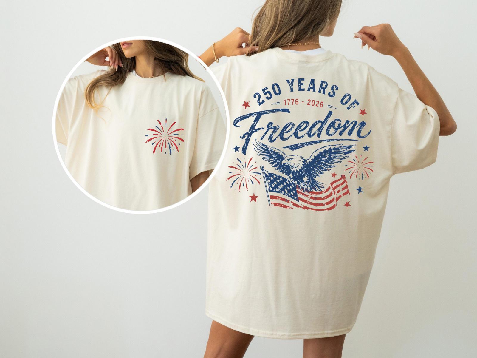 Comfort Colors® 250 Years of Freedom Shirt,America 250th Anniversary Shirt, Patriotic Eagle Comfort Colors Shirt, USA Independence Day Shirt