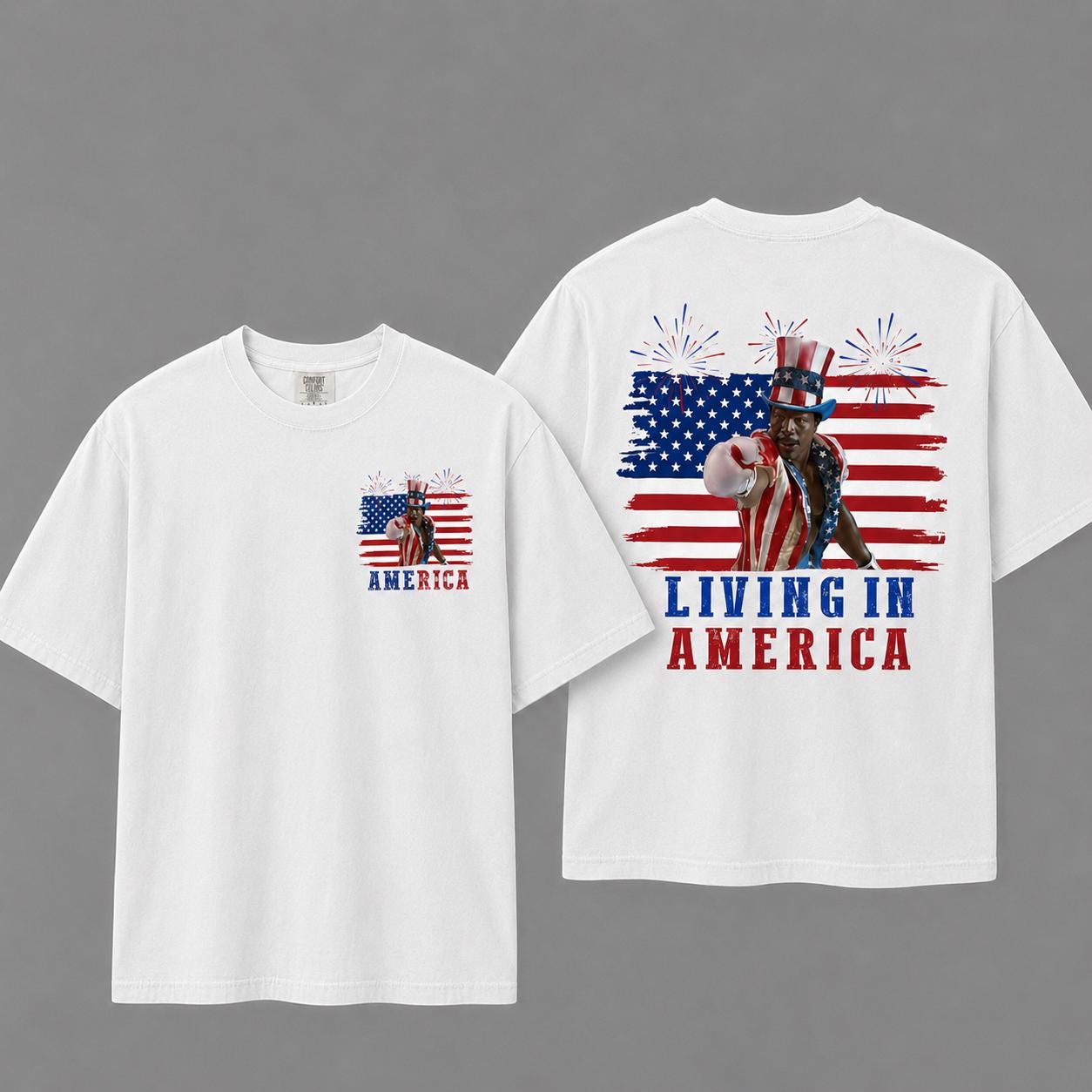 Apollo Creed Living In America Comfort Colors T Shirt, Patriotic Boxing Fourth Of July Vintage America Tank Top, Retro USA Fighter Shirt