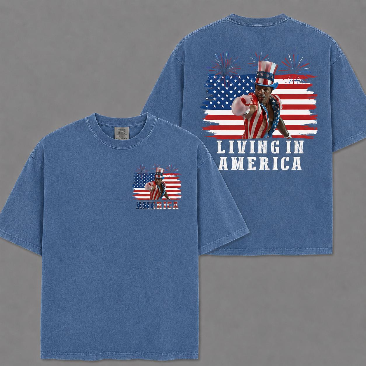 Apollo Creed Living In America Comfort Colors T Shirt, Patriotic Boxing Fourth Of July Vintage America Tank Top, Retro USA Fighter Shirt