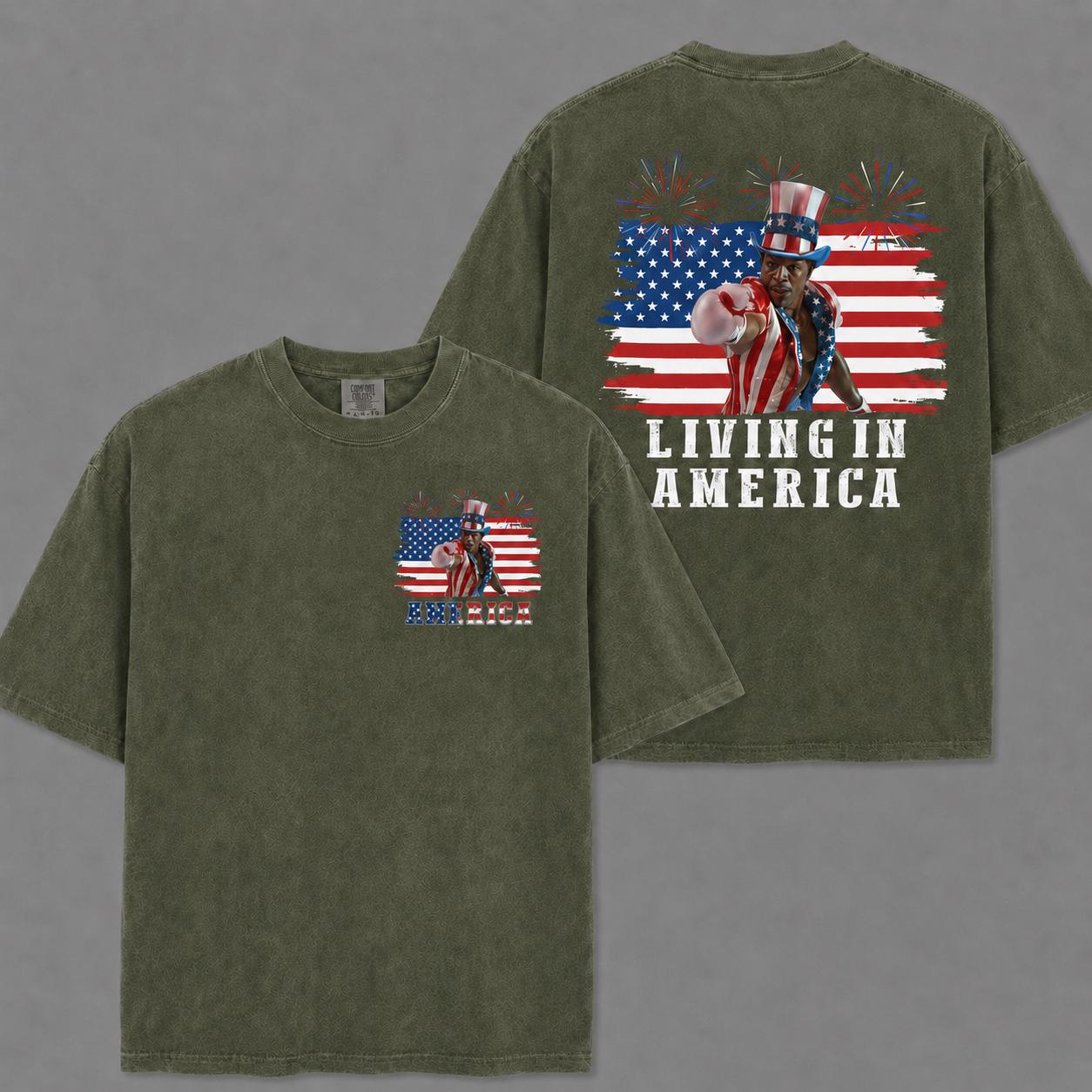Apollo Creed Living In America Comfort Colors T Shirt, Patriotic Boxing Fourth Of July Vintage America Tank Top, Retro USA Fighter Shirt