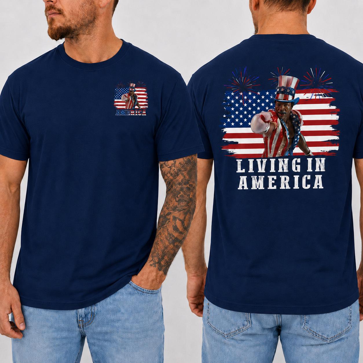 Apollo Creed Living In America Comfort Colors T Shirt, Patriotic Boxing Fourth Of July Vintage America Tank Top, Retro USA Fighter Shirt