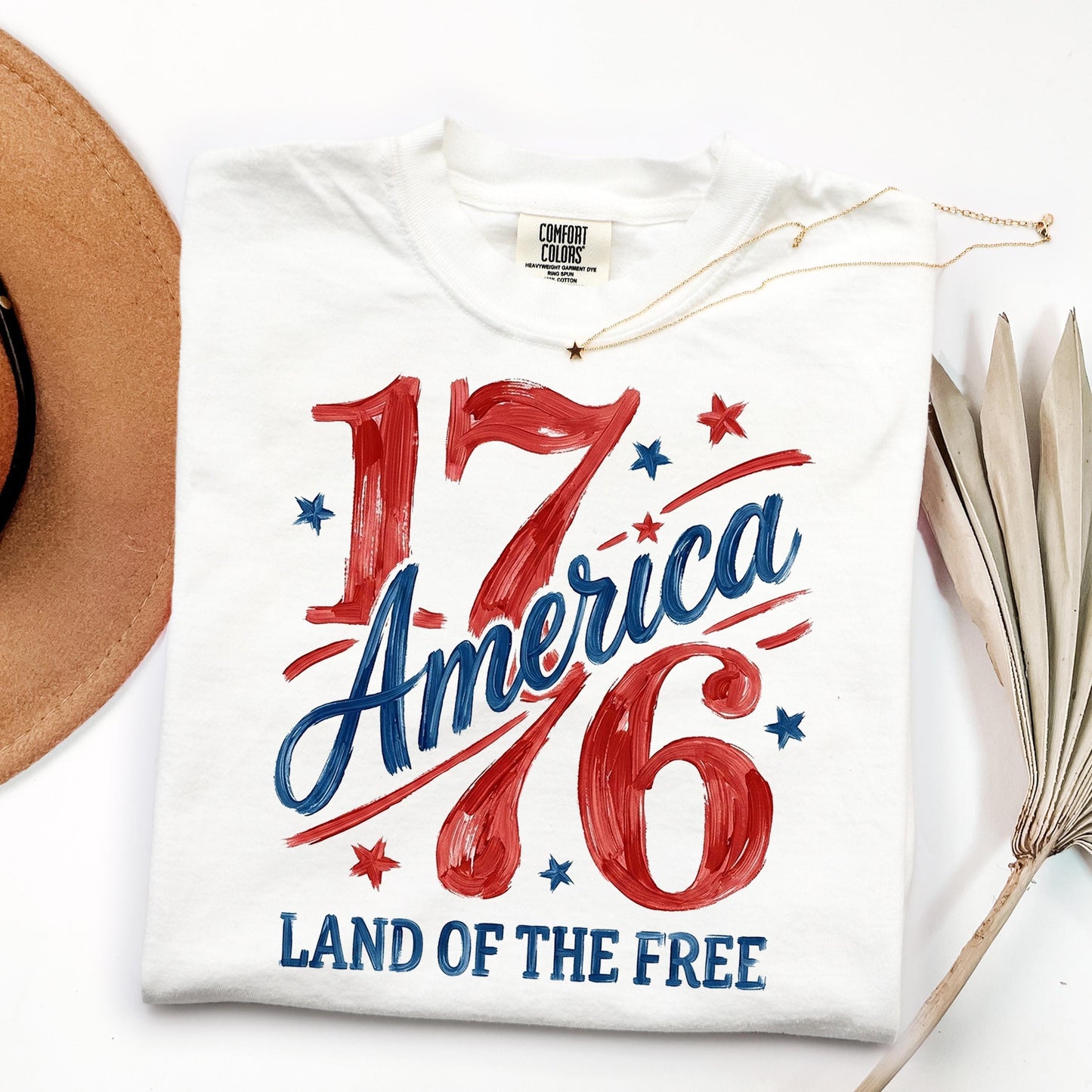 Comfort Colors 1776 America Shirt, 4th of July T-Shirt, Retro Land of the Free Shirt, Patriotic USA Graphic Shirt, Freedom Celebration Tee
