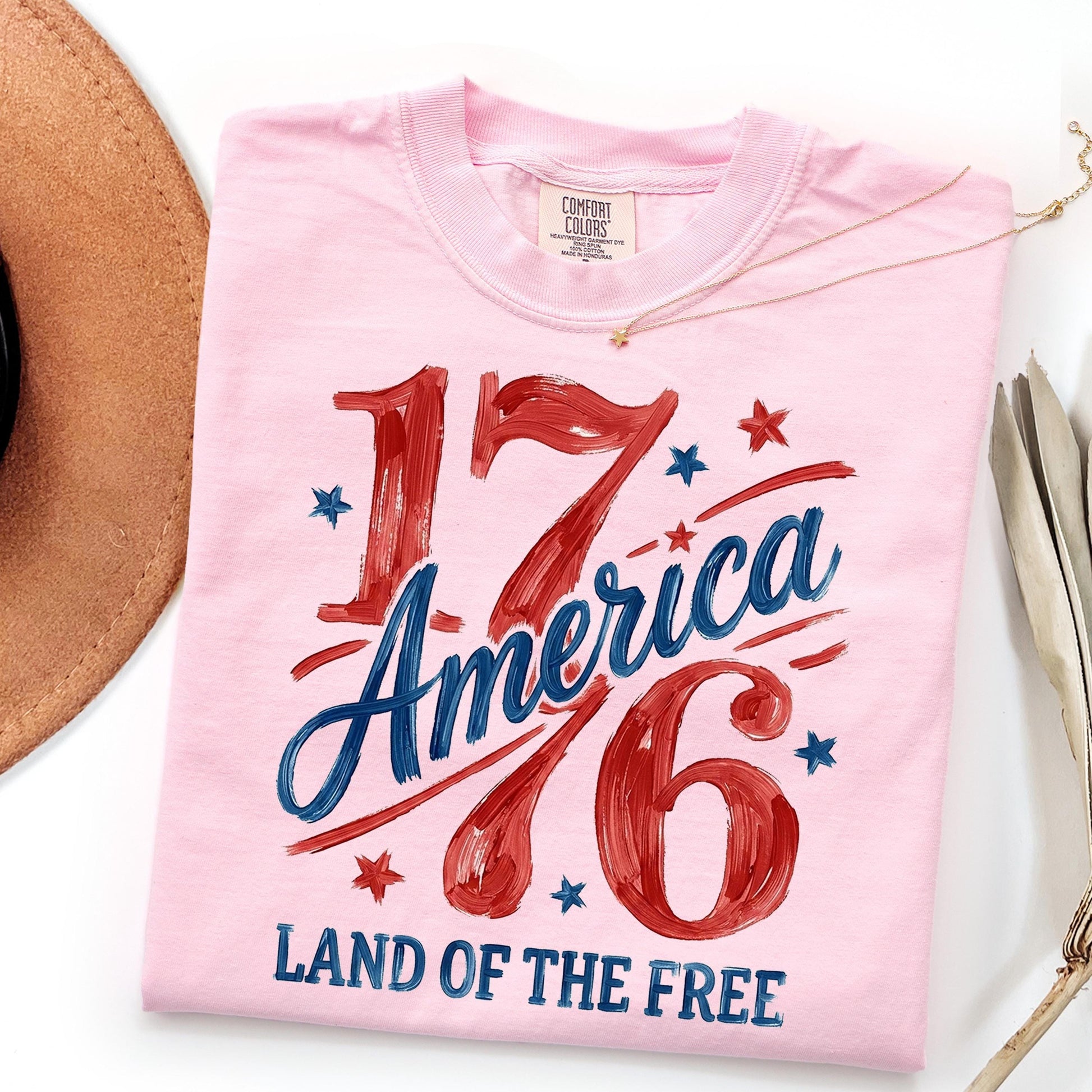 Comfort Colors 1776 America Shirt, 4th of July T-Shirt, Retro Land of the Free Shirt, Patriotic USA Graphic Shirt, Freedom Celebration Tee