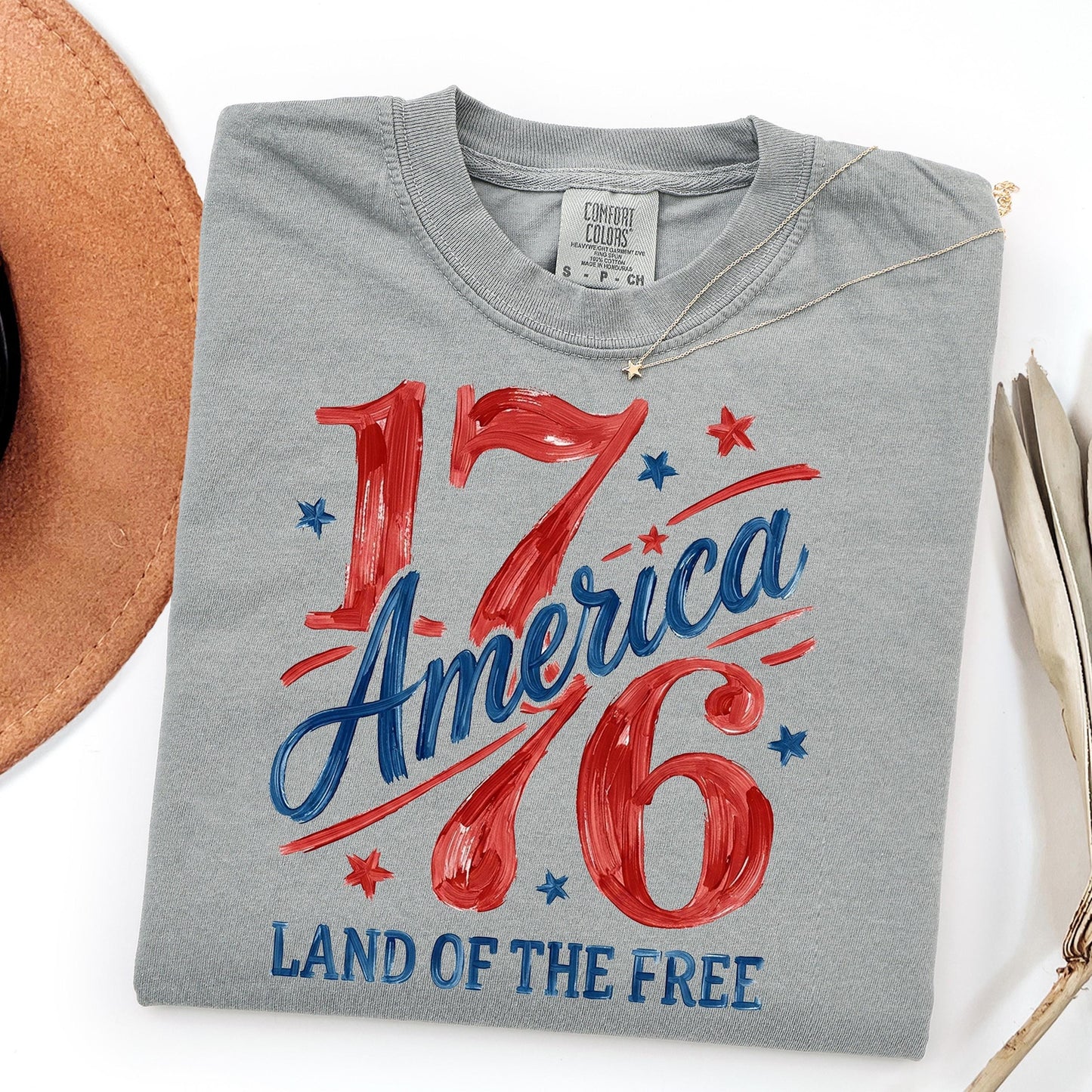 Comfort Colors 1776 America Shirt, 4th of July T-Shirt, Retro Land of the Free Shirt, Patriotic USA Graphic Shirt, Freedom Celebration Tee