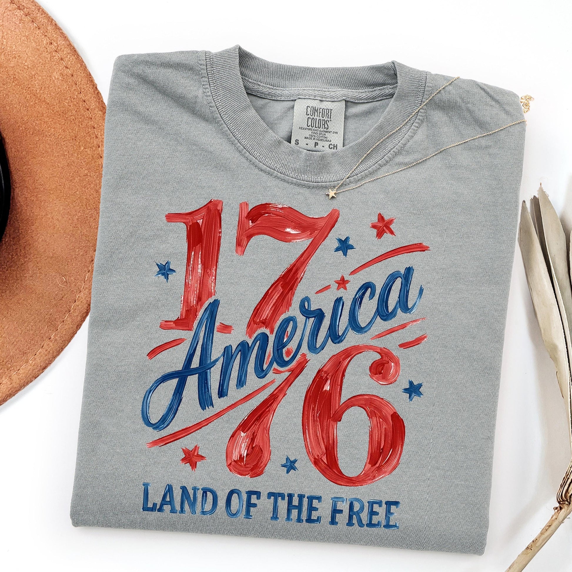 Comfort Colors 1776 America Shirt, 4th of July T-Shirt, Retro Land of the Free Shirt, Patriotic USA Graphic Shirt, Freedom Celebration Tee