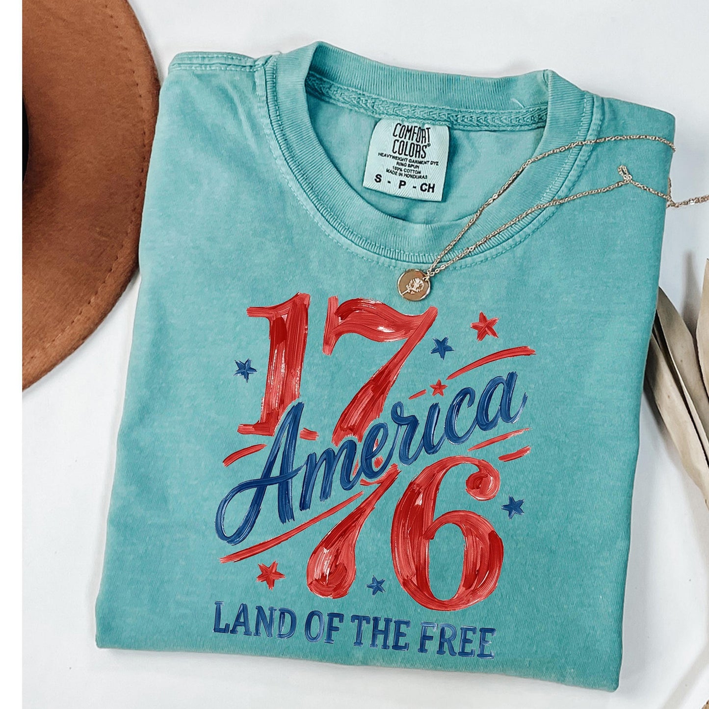 Comfort Colors 1776 America Shirt, 4th of July T-Shirt, Retro Land of the Free Shirt, Patriotic USA Graphic Shirt, Freedom Celebration Tee