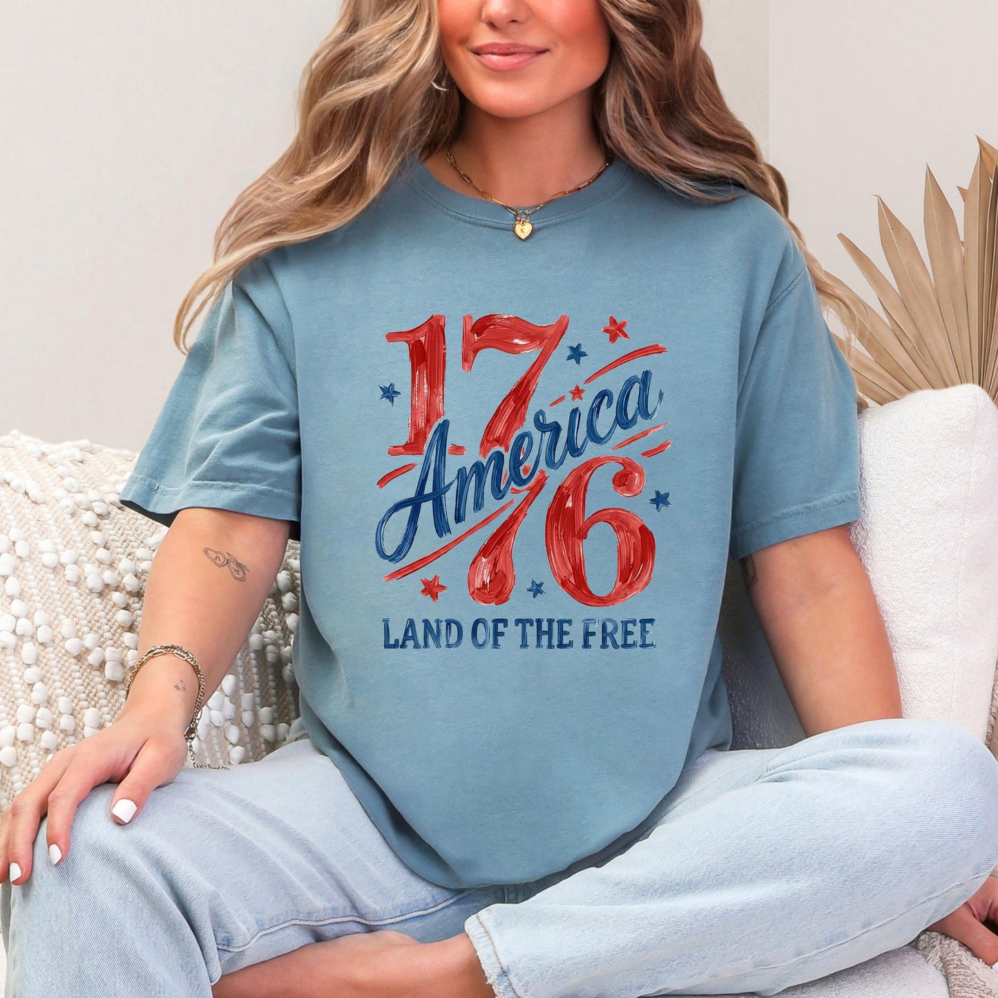 Comfort Colors 1776 America Shirt, 4th of July T-Shirt, Retro Land of the Free Shirt, Patriotic USA Graphic Shirt, Freedom Celebration Tee