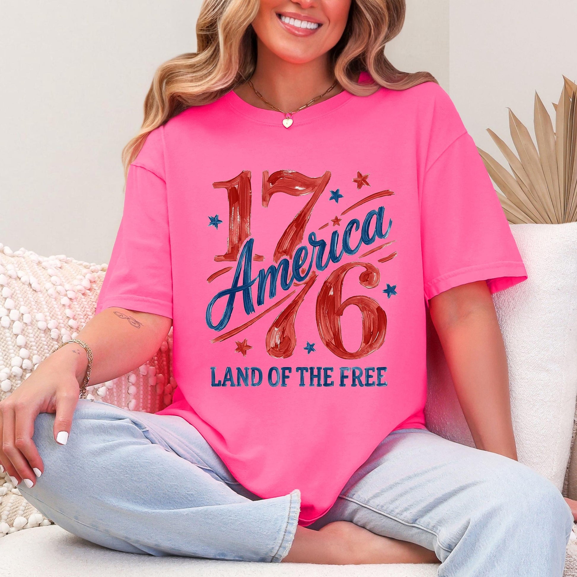 Comfort Colors 1776 America Shirt, 4th of July T-Shirt, Retro Land of the Free Shirt, Patriotic USA Graphic Shirt, Freedom Celebration Tee