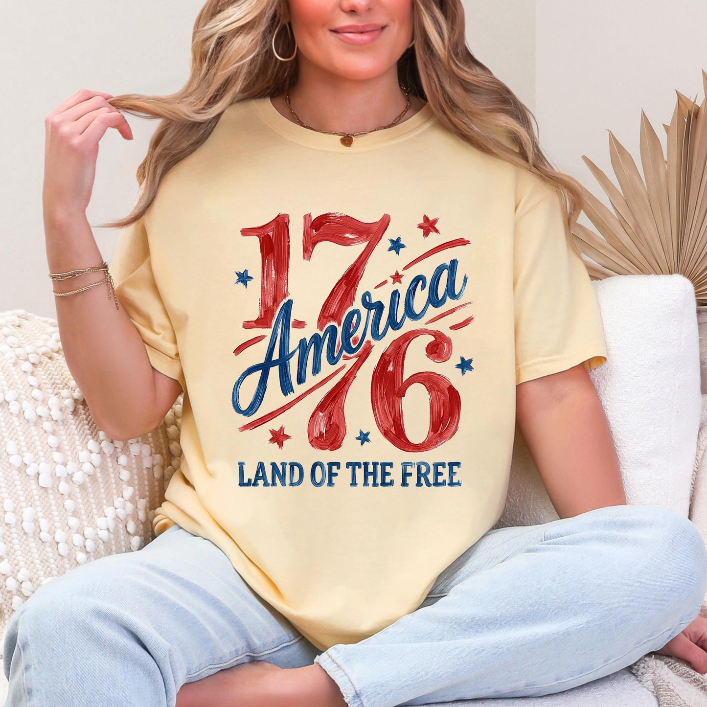 Comfort Colors 1776 America Shirt, 4th of July T-Shirt, Retro Land of the Free Shirt, Patriotic USA Graphic Shirt, Freedom Celebration Tee