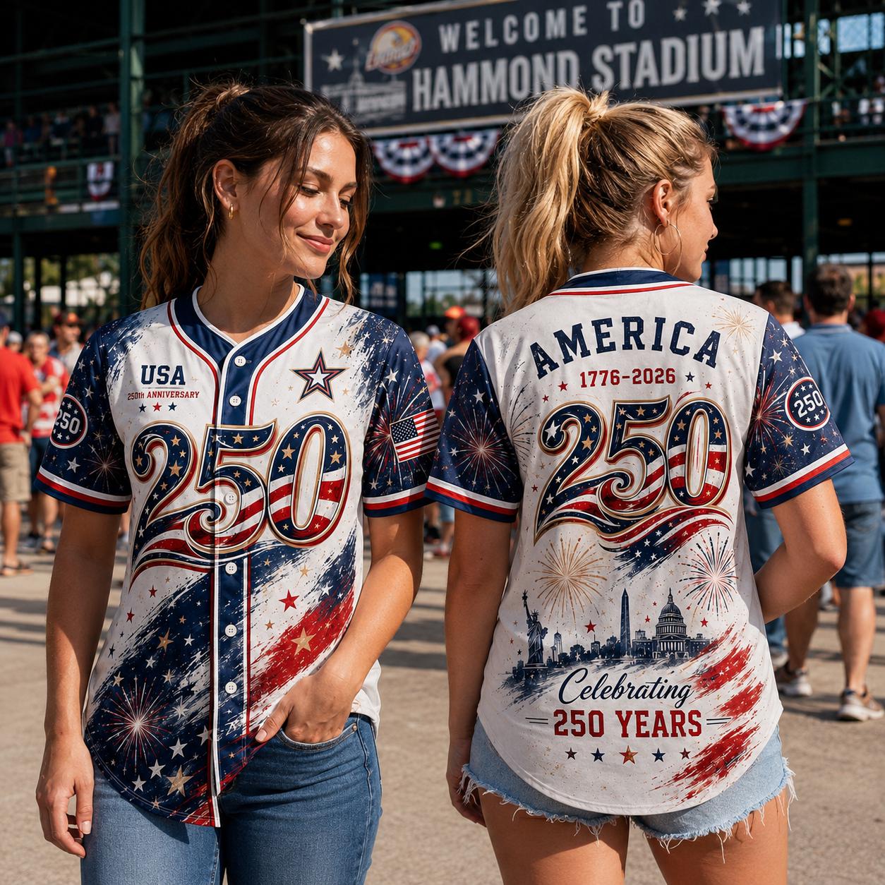 USA 250th Anniversary Baseball Jersey – Patriotic 4th of July Shirt, Custom Name & Number Jersey, America 1776–2026 Commemorative Jersey
