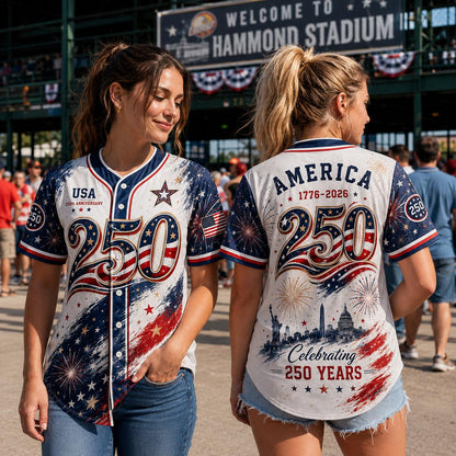 USA 250th Anniversary Baseball Jersey – Patriotic 4th of July Shirt, Custom Name & Number Jersey, America 1776–2026 Commemorative Jersey