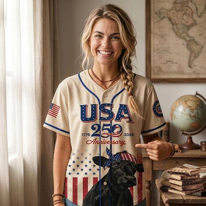 USA 250 Anniversary Black Angus Baseball Jersey, Patriotic Cattle Farmer Shirt, 1776–2026 July 4th, Patriotic Gift