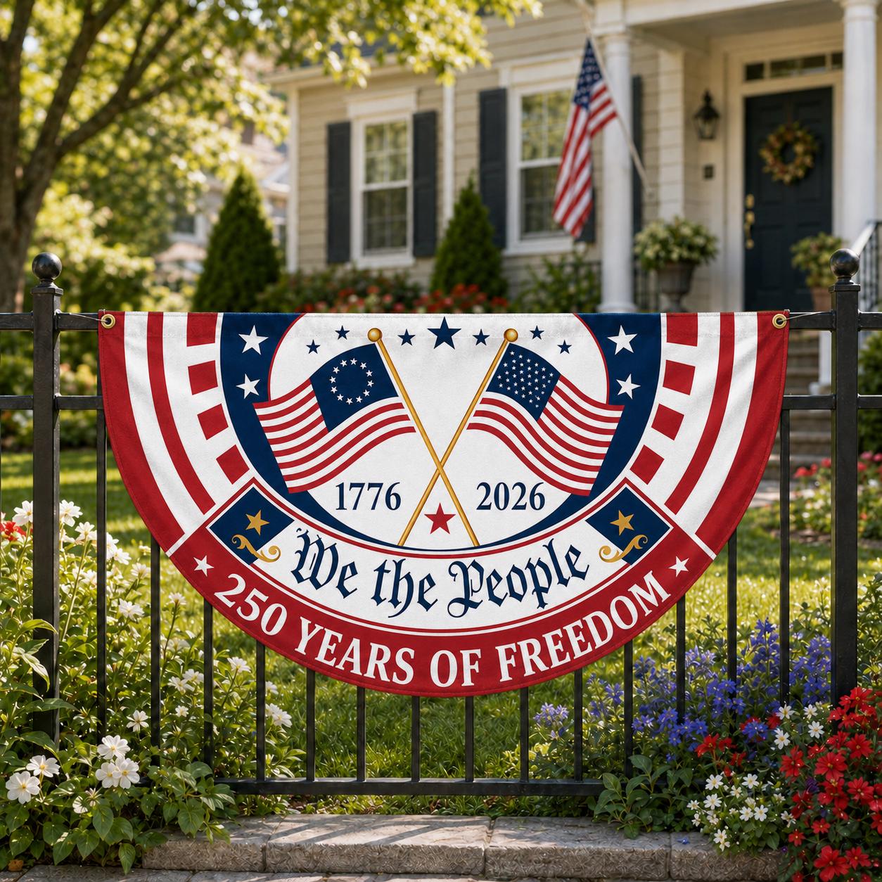 Patriotic Semicircle Banner, We The People American Flag Banner, America 250th Anniversary Door Decor, 4th of July Celebration Gift