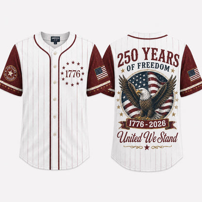 USA 250th Anniversary Baseball Jersey, 1776 2026 Patriotic American Flag Button Shirt, Proud To Be American Freedom Jersey, 4th Of July Gift