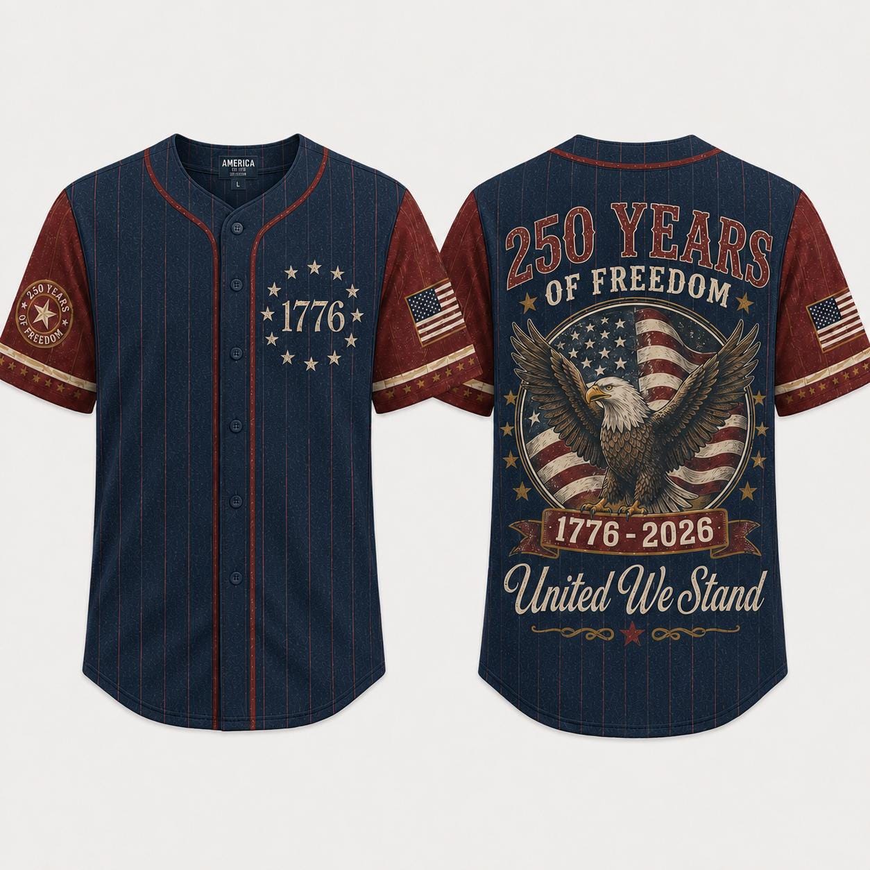 USA 250th Anniversary Baseball Jersey, 1776 2026 Patriotic American Flag Button Shirt, Proud To Be American Freedom Jersey, 4th Of July Gift