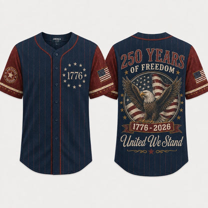 USA 250th Anniversary Baseball Jersey, 1776 2026 Patriotic American Flag Button Shirt, Proud To Be American Freedom Jersey, 4th Of July Gift