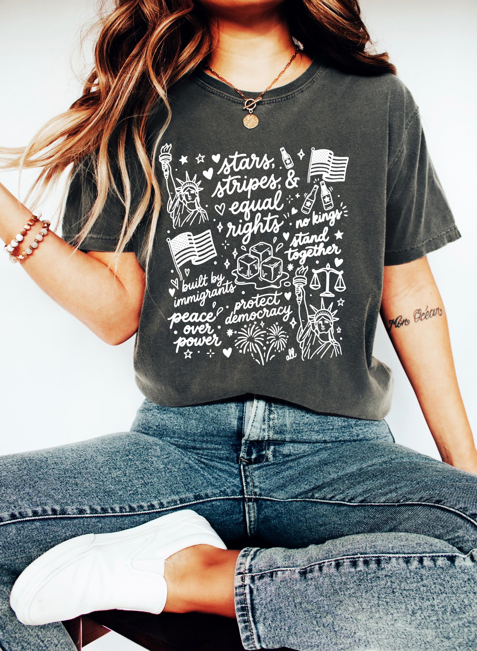 Liberal 4th of July Shirt, Doodle USA Political Tee, Anti Independence Day, Equal Rights, Anti Ice, Peace, Resist Tee, 4th Of July Shirt