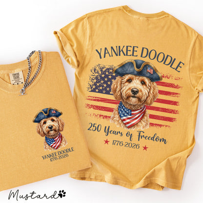 Yankee Doodle Goldendoodle Shirt, Patriotic Dog Mom Tee, America 250th Anniversary