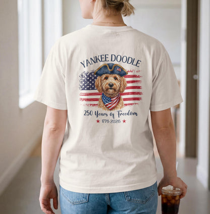 Yankee Doodle Goldendoodle Shirt, Patriotic Dog Mom Tee, America 250th Anniversary