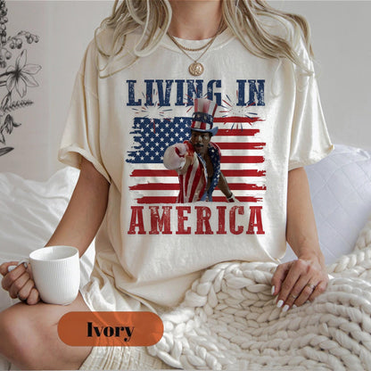 Apollo Creed Living In America T-Shirt, Patriotic Boxing Fourth Of July Vintage America Sweatshirt, Retro USA Fighter Hoodie