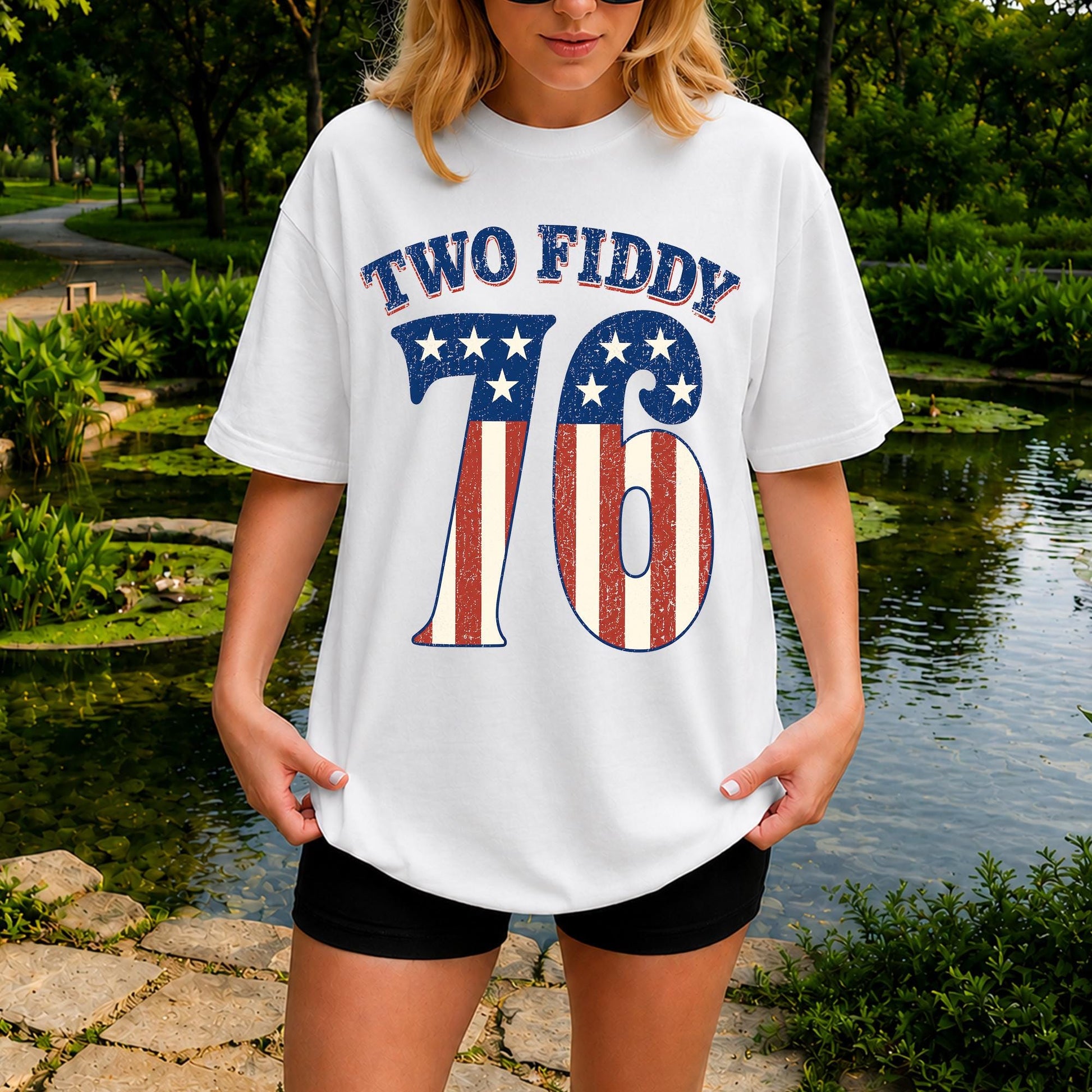 Two Fiddy Shirt, Retro 76 USA Birthday Shirt, Patriotic Summer 1776 Anniversary Tank Top