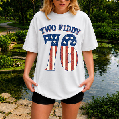 Two Fiddy Shirt, Retro 76 USA Birthday Shirt, Patriotic Summer 1776 Anniversary Tank Top