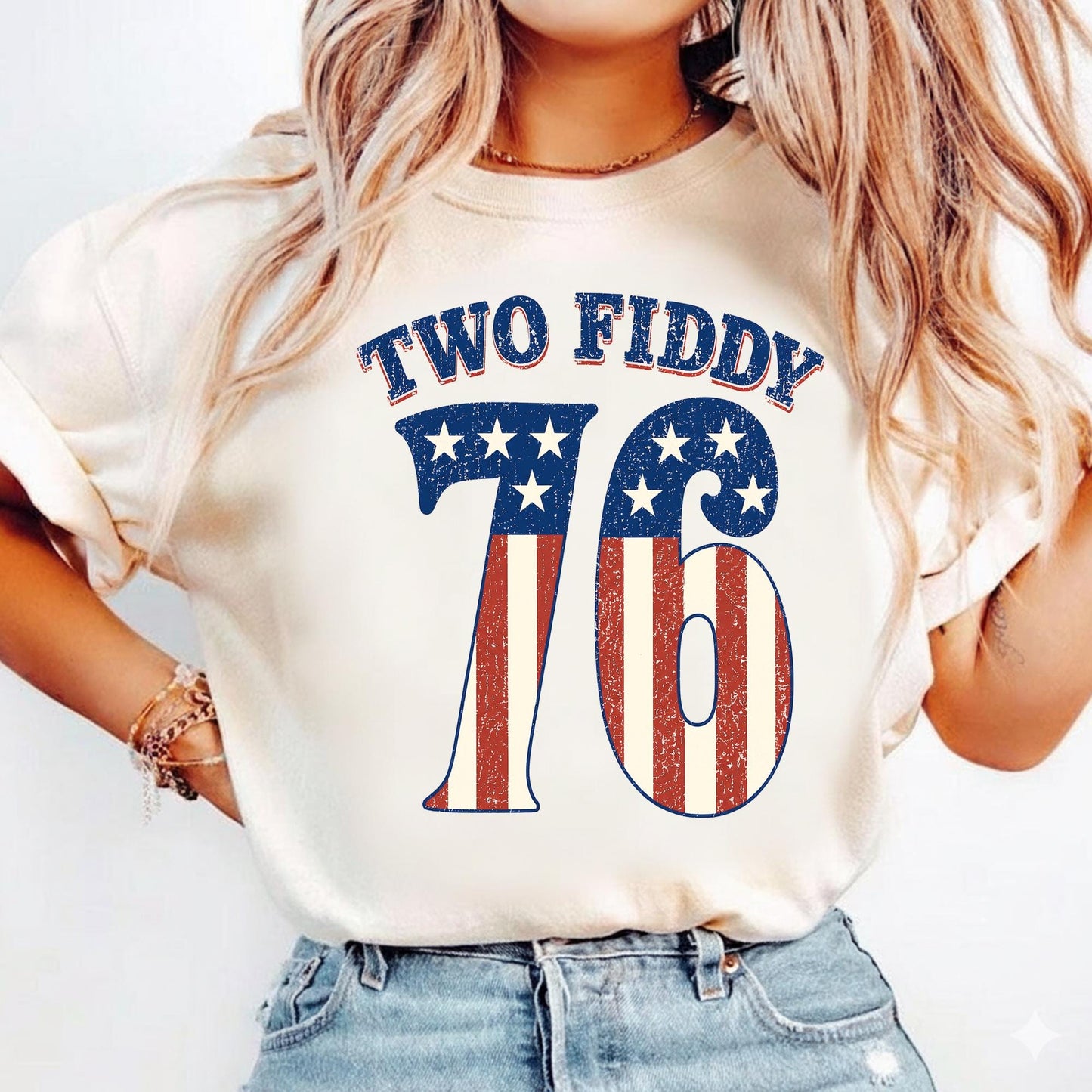 Two Fiddy Shirt, Retro 76 USA Birthday Shirt, Patriotic Summer 1776 Anniversary Tank Top