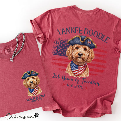 Yankee Doodle Goldendoodle Shirt, Patriotic Dog Mom Tee, America 250th Anniversary