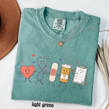 Comfort Colors Nurse Doodle Shirt Back To School Gift, Nurse Life School Nurse Shirt, PICU Healthcare Worker Gift Funny RN Nurse T-Shirt