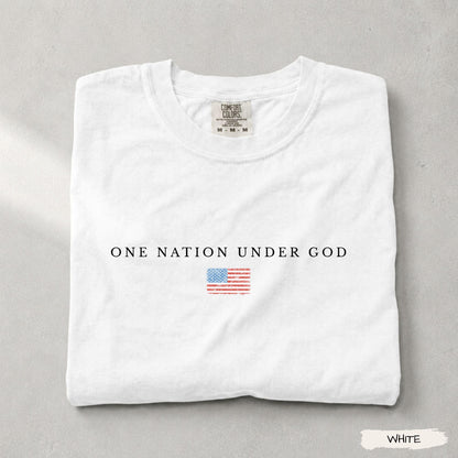 Comfort Colors® One Nation Under God, America 250th Anniversary Christian Shirt, Patriotic American Flag, Independence Day, 4th of July Gift