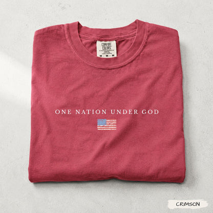 Comfort Colors® One Nation Under God, America 250th Anniversary Christian Shirt, Patriotic American Flag, Independence Day, 4th of July Gift