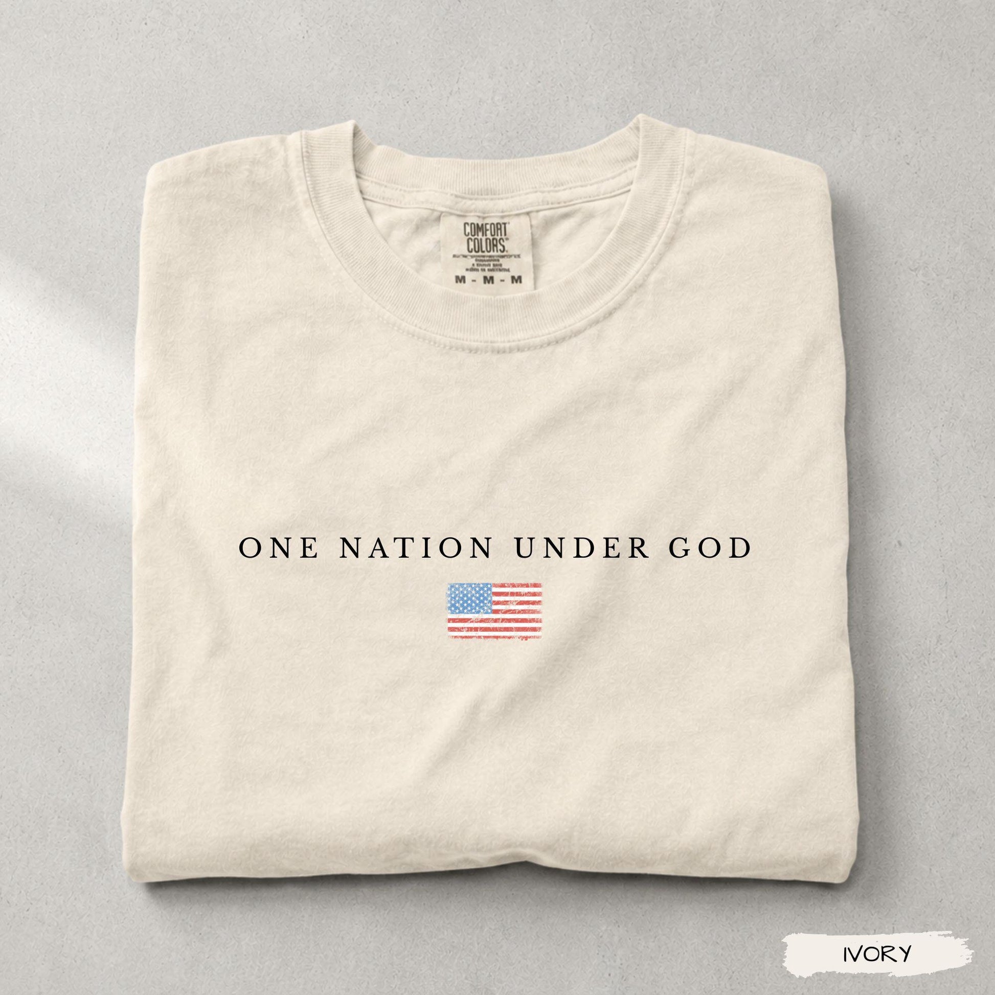 Comfort Colors® One Nation Under God, America 250th Anniversary Christian Shirt, Patriotic American Flag, Independence Day, 4th of July Gift