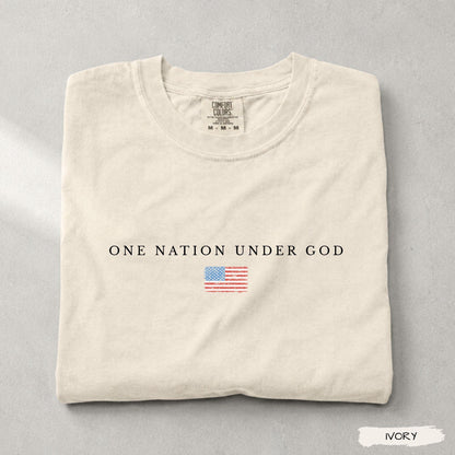 Comfort Colors® One Nation Under God, America 250th Anniversary Christian Shirt, Patriotic American Flag, Independence Day, 4th of July Gift