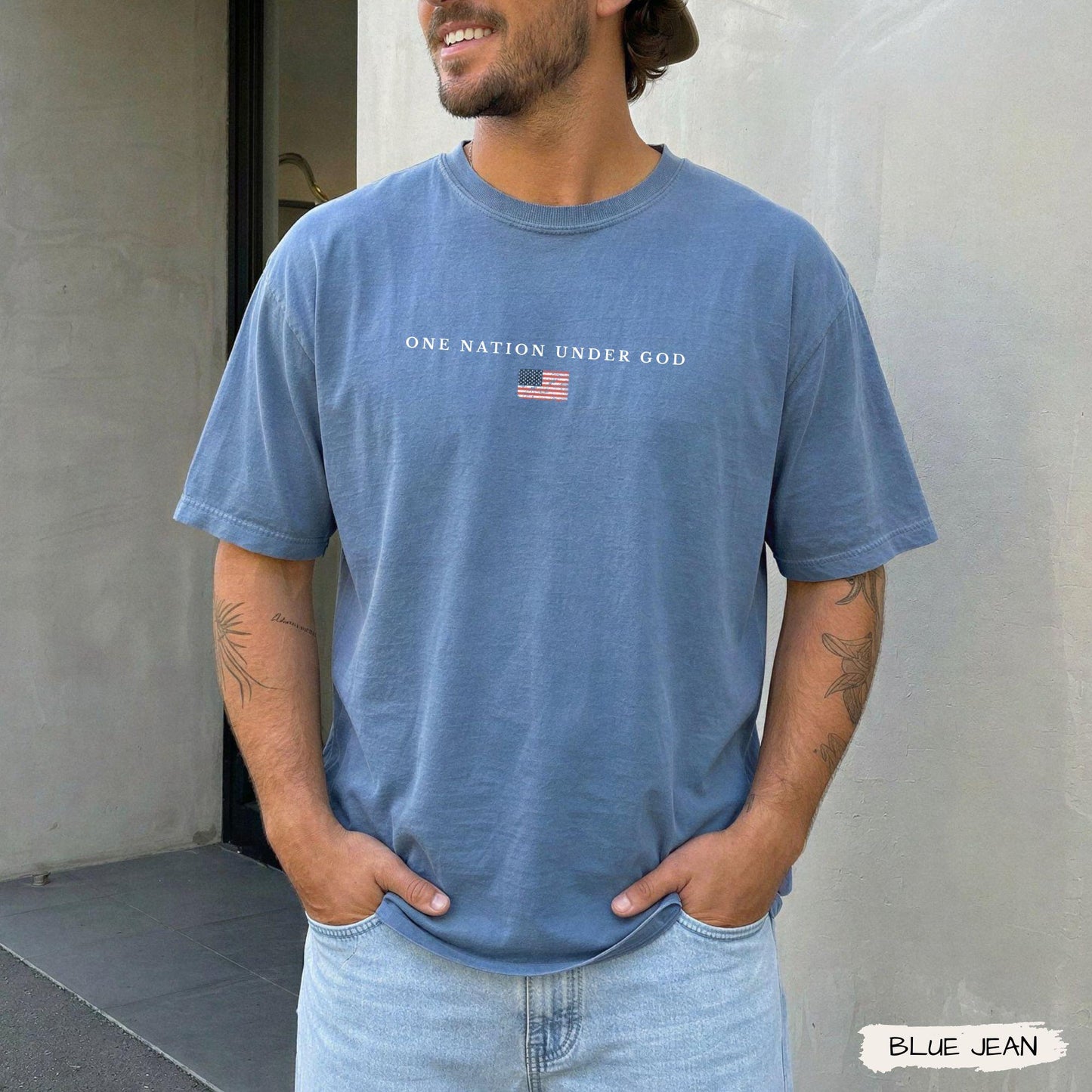 Comfort Colors® One Nation Under God, America 250th Anniversary Christian Shirt, Patriotic American Flag, Independence Day, 4th of July Gift