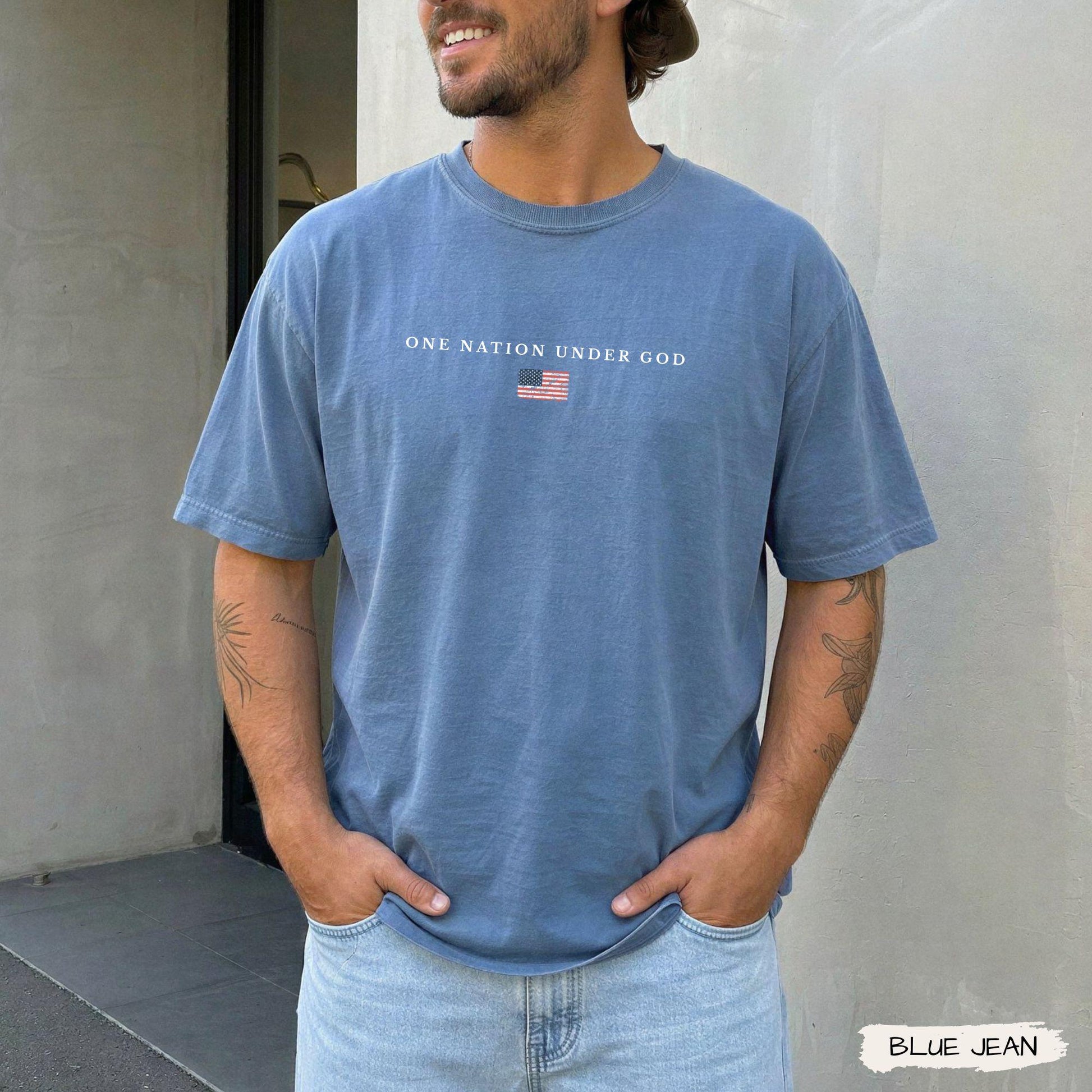 Comfort Colors® One Nation Under God, America 250th Anniversary Christian Shirt, Patriotic American Flag, Independence Day, 4th of July Gift