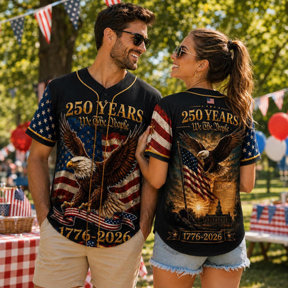 USA 250th Anniversary Jersey, We The People Eagle Baseball Shirt, 1776-2026 Patriotic Button Up, 4th of July Gift