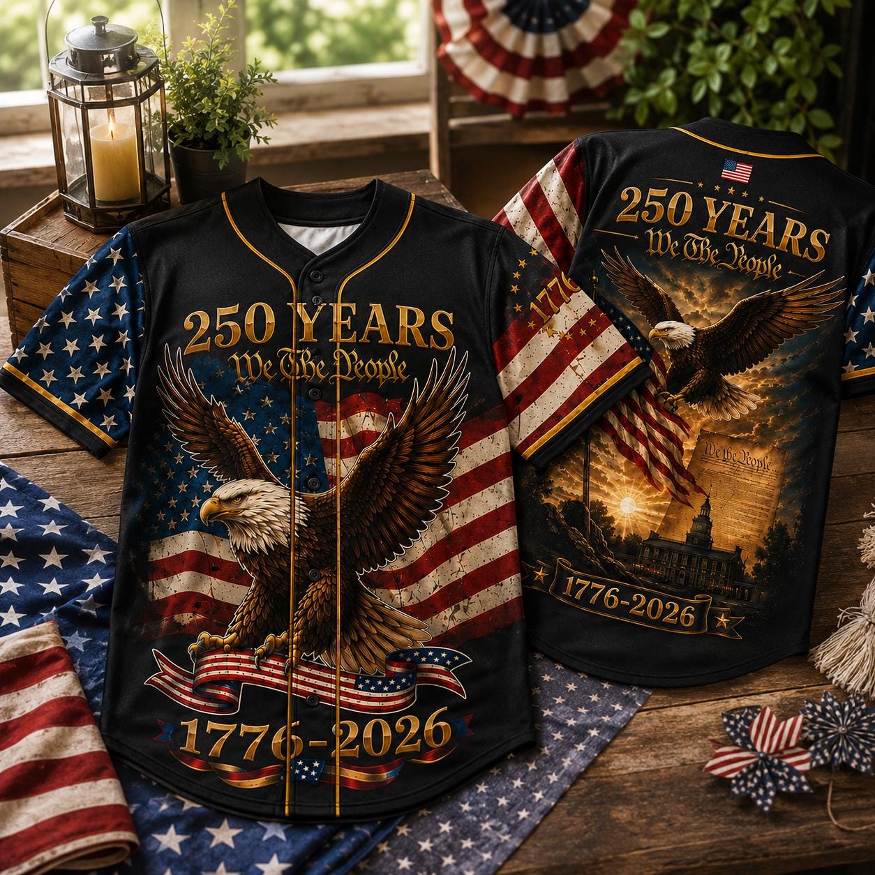 USA 250th Anniversary Jersey, We The People Eagle Baseball Shirt, 1776-2026 Patriotic Button Up, 4th of July Gift