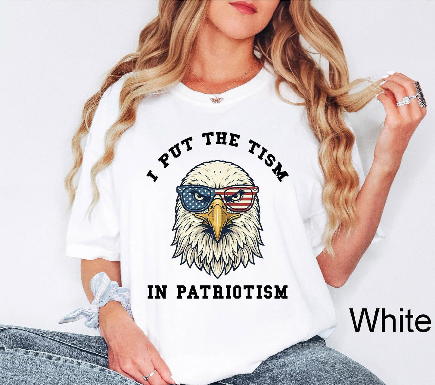 Comfort Colors® I Put The Tism In Patriotism T-Shirt, American Eagle Flag Tee, Retro Patriotic Humor Gift