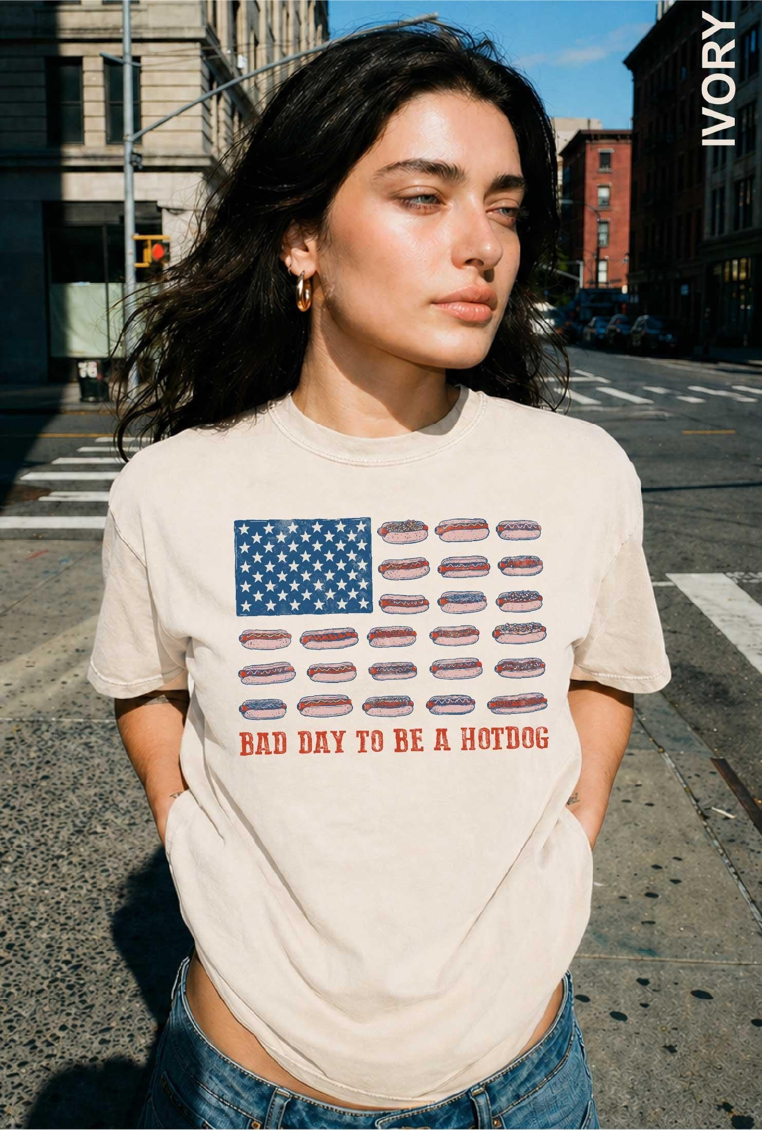 Bad Day to Be a Hotdog Shirt, Funny Fourth of July Comfort Colors Shirt, 4th of July T-shirt, USA Flag Hotdog BBQ Humor, Funny American Top