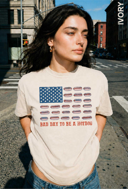 Bad Day to Be a Hotdog Shirt, Funny Fourth of July Comfort Colors Shirt, 4th of July T-shirt, USA Flag Hotdog BBQ Humor, Funny American Top